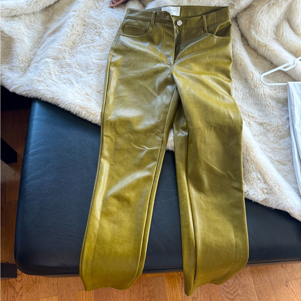 Aritzia Vegan Leather Green pants